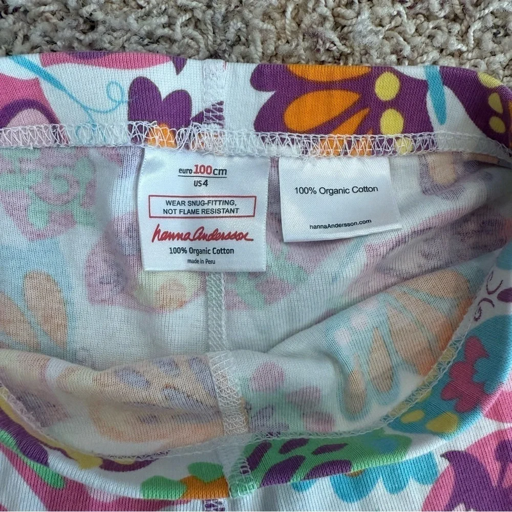 Hanna Anderson Organic Cotton PJ Bottoms Pants size 4 Classic Butterfly
